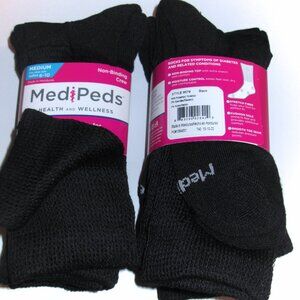 6 Pairs Medipeds Womens Non Binding Cushioned Smooth Toe Diabetic Crew Socks